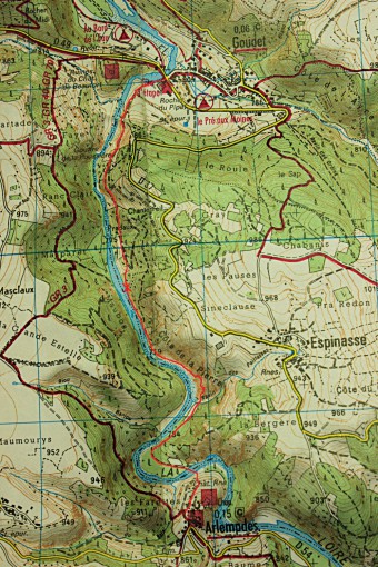 Carte du chemin emprunté entre Goudet  et Arlempdes